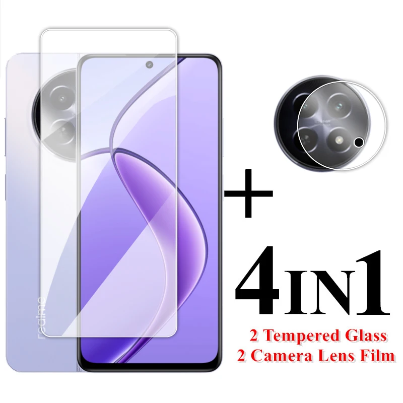 

For Realme 12 5G Glass For Realme 12 Tempered Glass 6.72 inch Full Glue Transparent Screen Protector For Realme 12 Lens Film