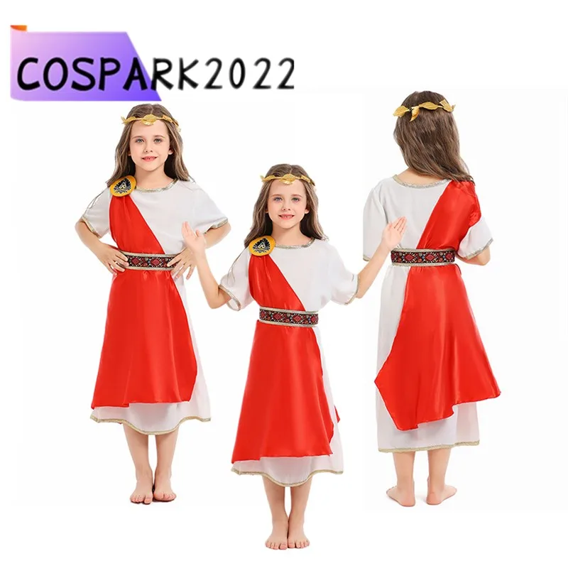 

Детский костюм Тоги в стиле ретро, средневековый греческий халат, платье для косплея для девочек, повязка на голову, накидка с поясом, наряды на Хэллоуин, карнавальный костюм для вечеринки