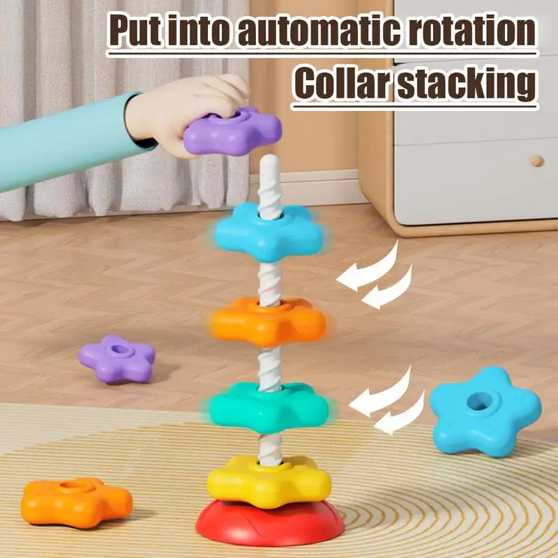 Stacking Toy For Kids Spinner Rainbow Toddler Montessori Educational Sensory Toy Motor Skills Stacking Tower Kids