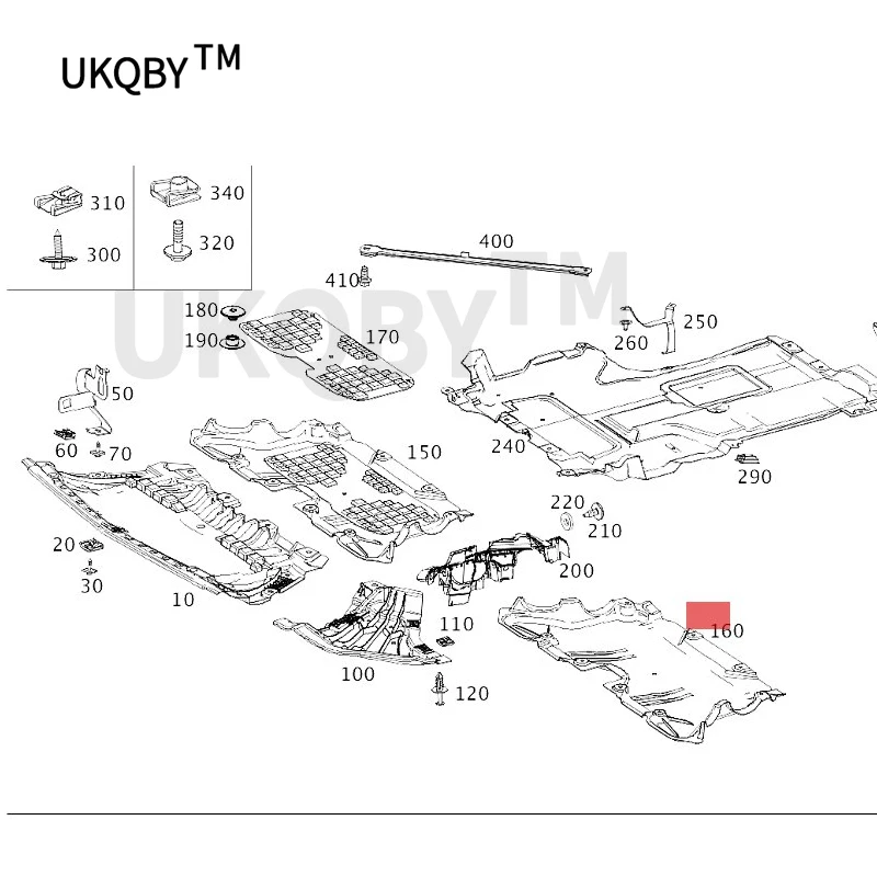 Me rc ed es Be nz FG w213 w238 w257 car protecting cover central section Side engine compartment cover, petrol vehicles