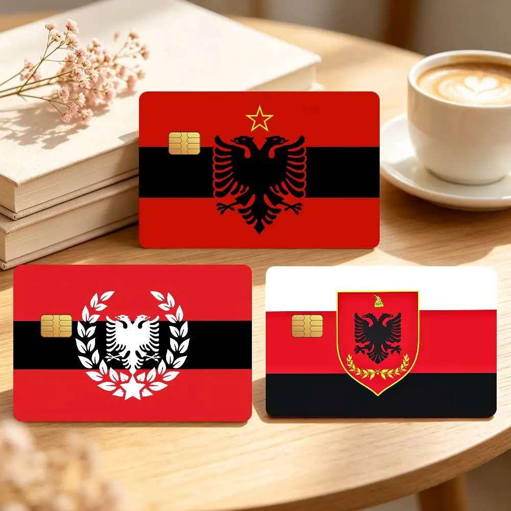 A-Albania Nation Credit Card Sticker Waterproof Anti-Scratch 4PCS Bank Debit Traffic Cover Decoration