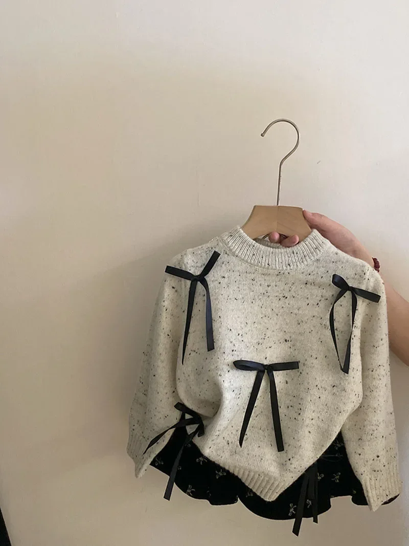 

MILANCEL New Spring Kids Clothes Set Children Cute Thin Style Sweater +Skirt Girls Bow Outwear