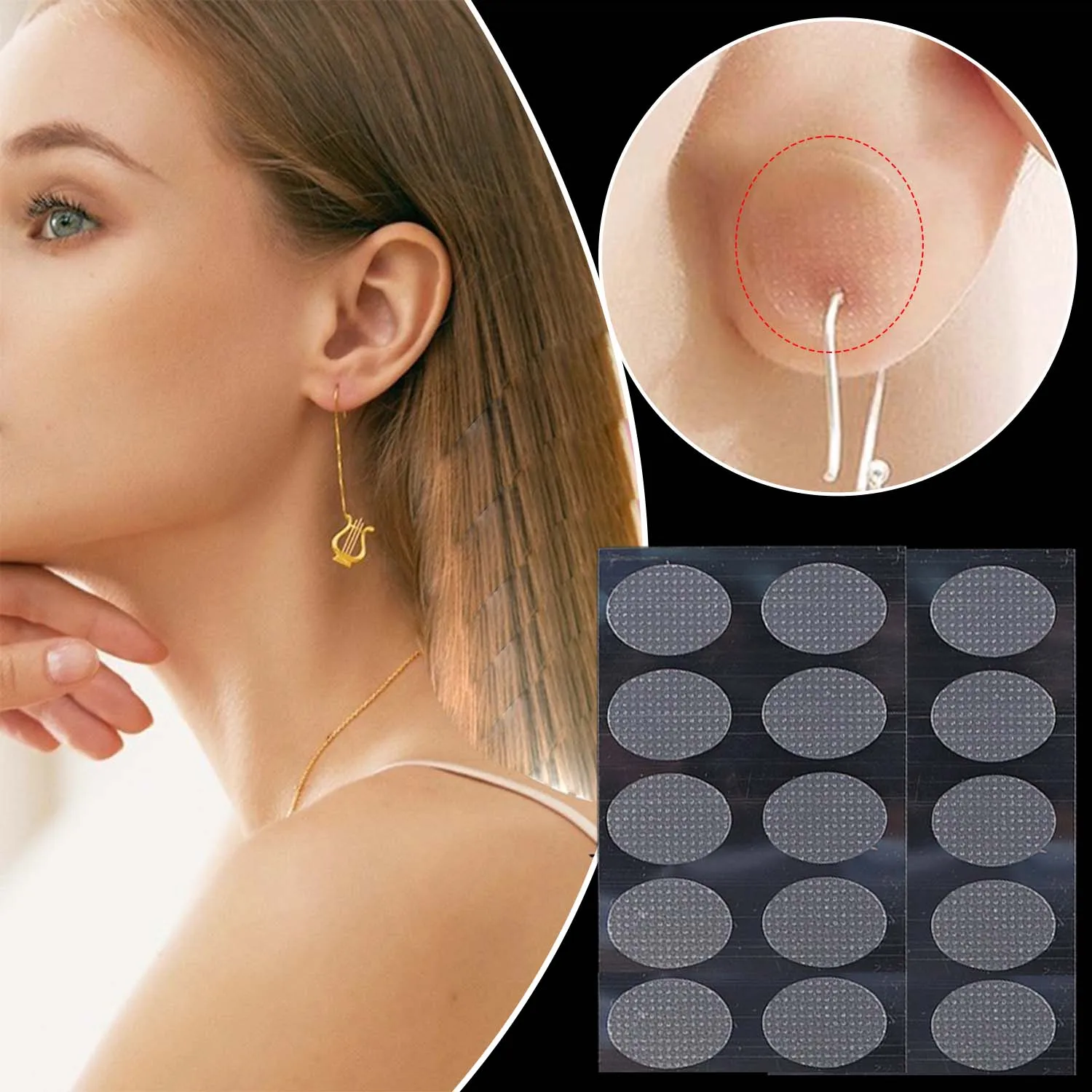 1000 قطعة من ملصقات الأذن الواقية غير المرئية للأقراط الممتدة لردهات الأذن وتخفيف الضغط من الأقراط الثقيلة