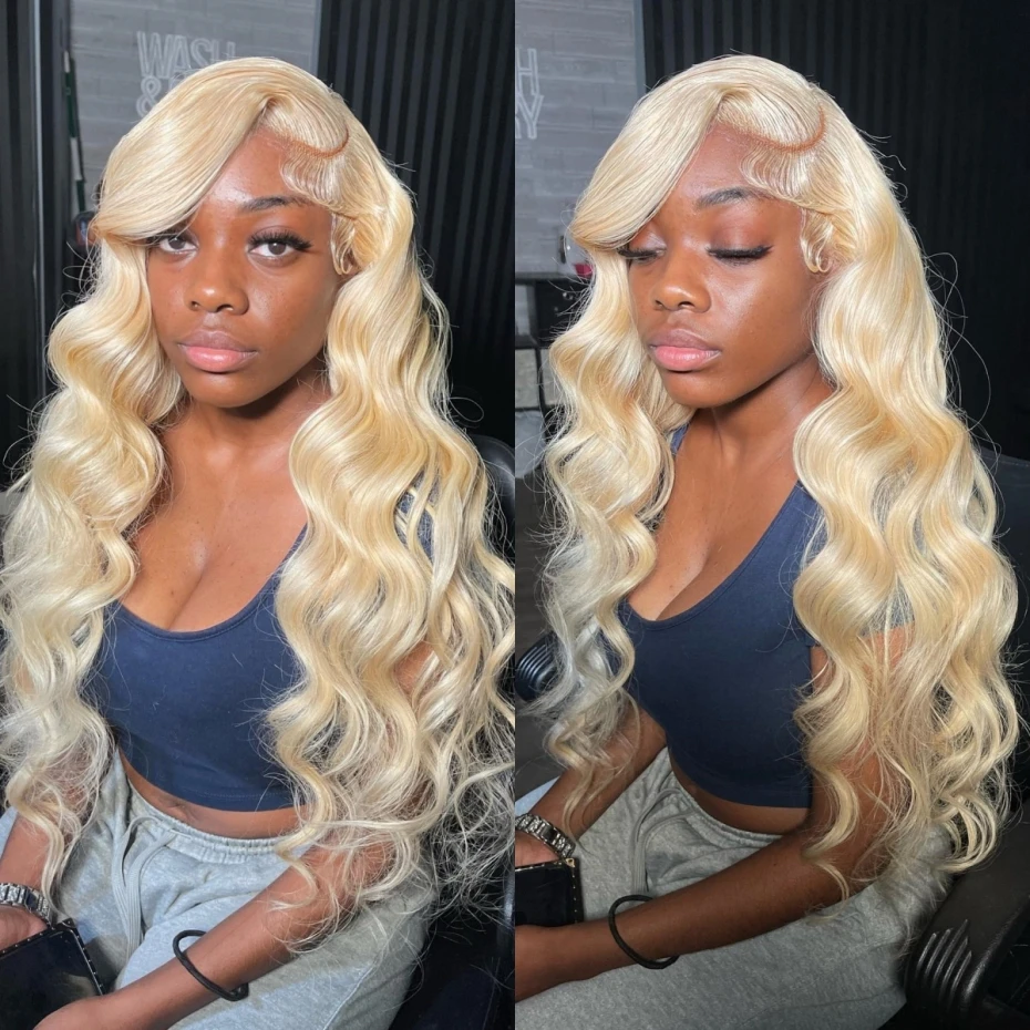 Pelucas de cabello humano con ondas corporales y densidad del 250% para mujeres, peluca frontal de encaje transparente 13x4 13x6 pre-arrancada, cabello rubio 613