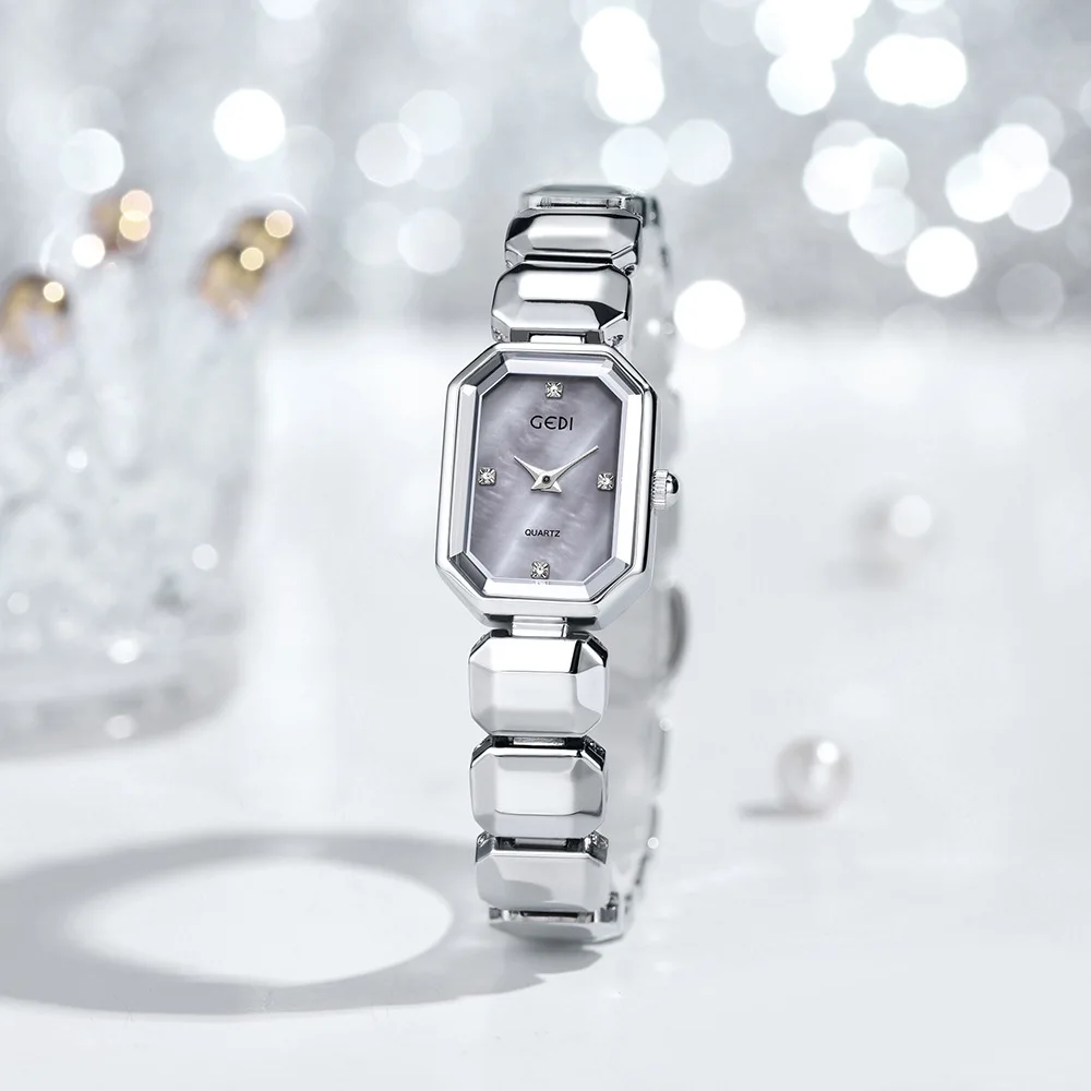 GEDI Women's Watch Minimalist Ladies' Quartz Timepiece Luxury Niche Design Crystal Sugar Strap Birthday Gift Idea