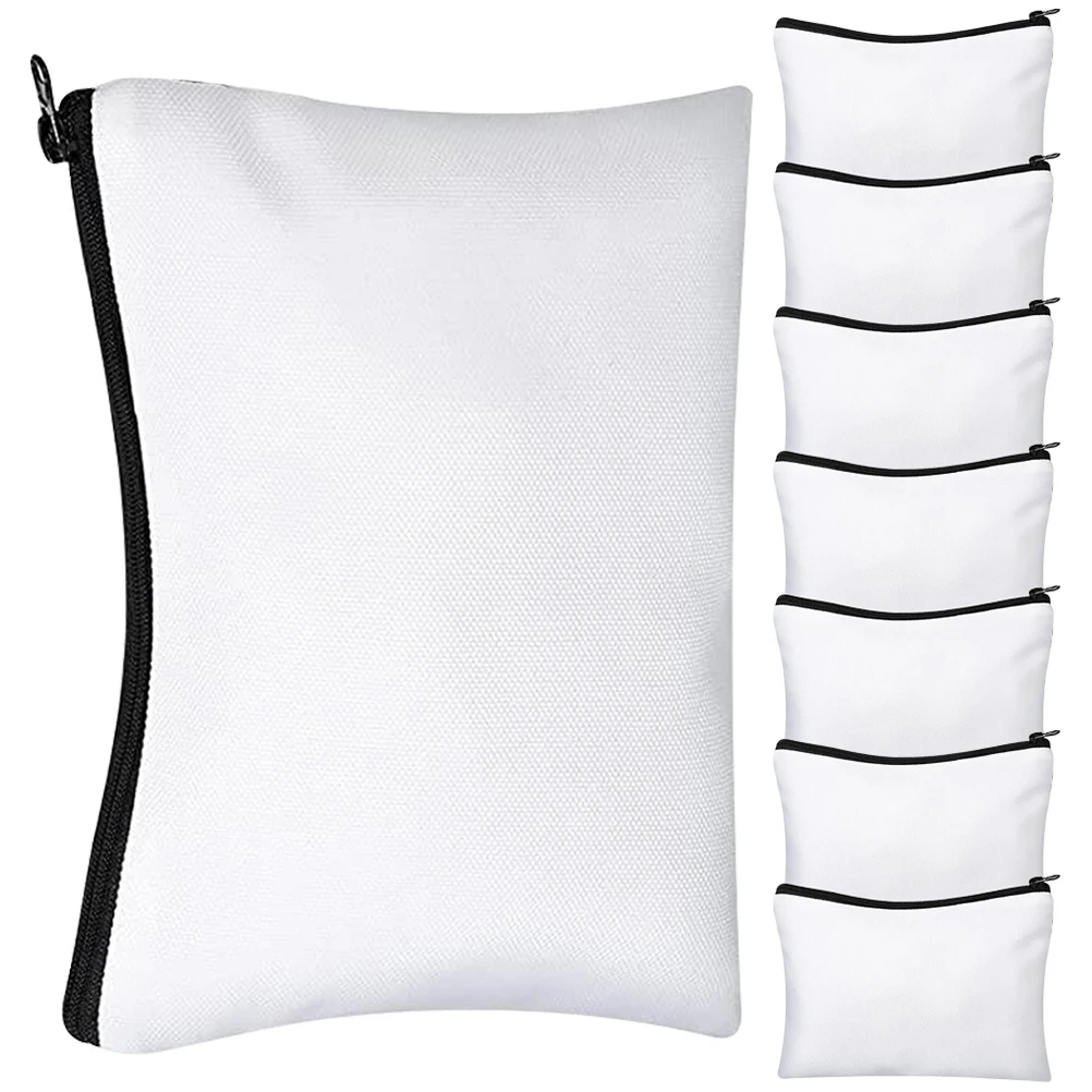 

8 set 8 Sets Blank Makeup Bag Travel Sublimation Pouch Canvas Zipper Bulk Diy Storage Toiletry Bag For Home
