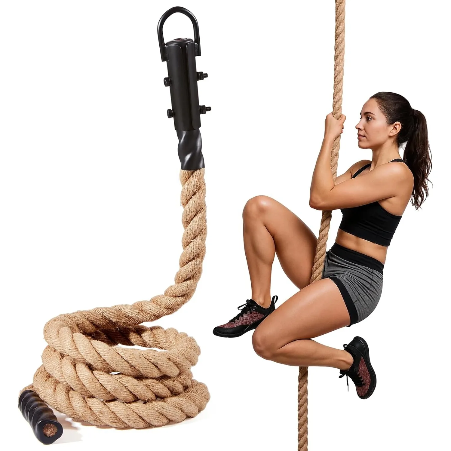 Corde de combat robuste 3,7 cm x 3 m - Corde d'entraînement anti-effilochage et anti-chute, épaisse pour la salle de sport à domicile, cardio et entraînement de force