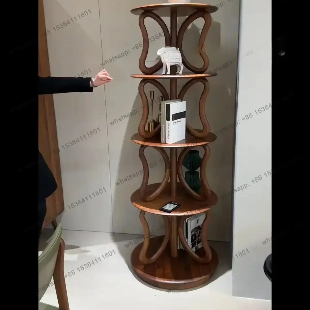 

Новая вращающаяся книжная полка в китайском стиле, полка из цельного дерева, многослойный вращающийся книжный шкаф для гостиной, дома, пола, витрина