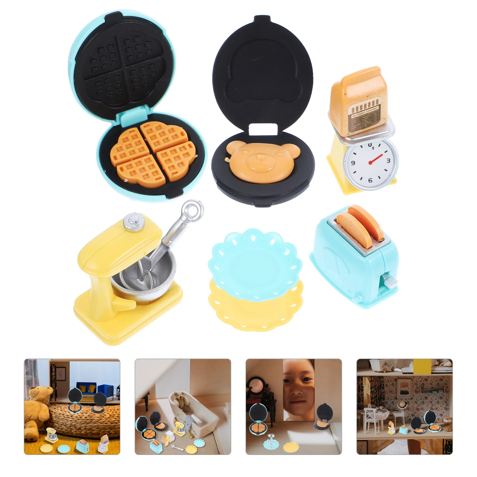 Miniature Room Simulated Kitchenware Bakery Toys Model Set for Kids Decorative Dollhouse Cooker naments Plastic Mini