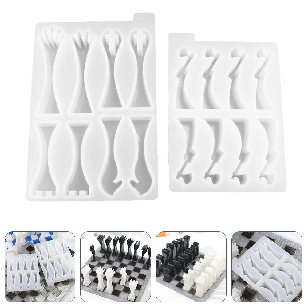 

2pcs Chess Pieces Mold Silicone Epoxy Resin Craft Molds For Diy Chess Making 3D Casting Tray Reusable Flexible Moulds Jewelry