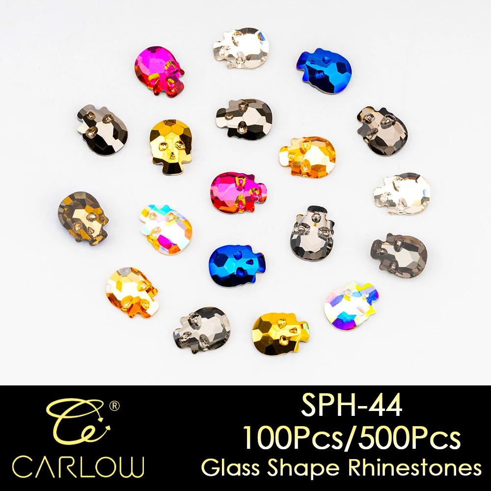 CARLOW AAAAA Glass Different Color Skull Shape Nail Art Rhinestones Shiny Diamond for DIY SPH-44