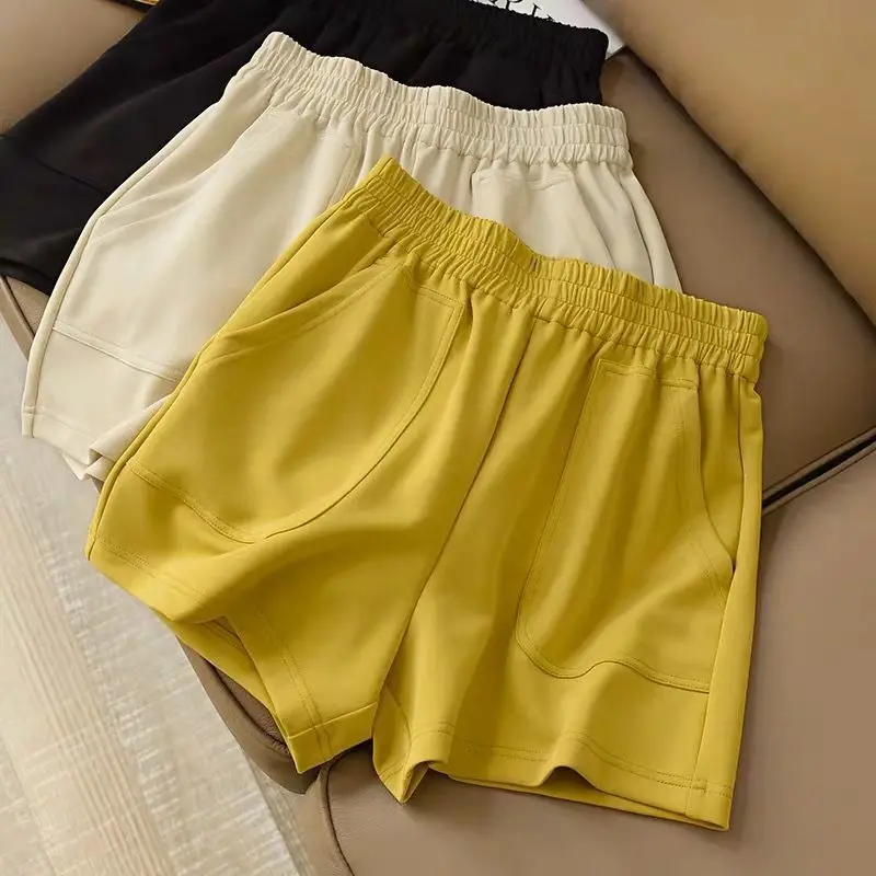 

plus Size High Waist Wide Leg Short Pants Women's Summer Korean Style Casual Loose Fit 300 Pounds Versatile Three Quarter Length