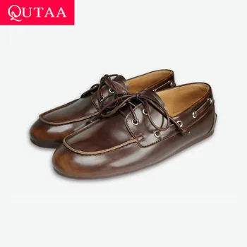 QUTAA Fashion News Women Flats Shoes Cow Leather Woman Spring Ballet Casual Loafers Shoes…