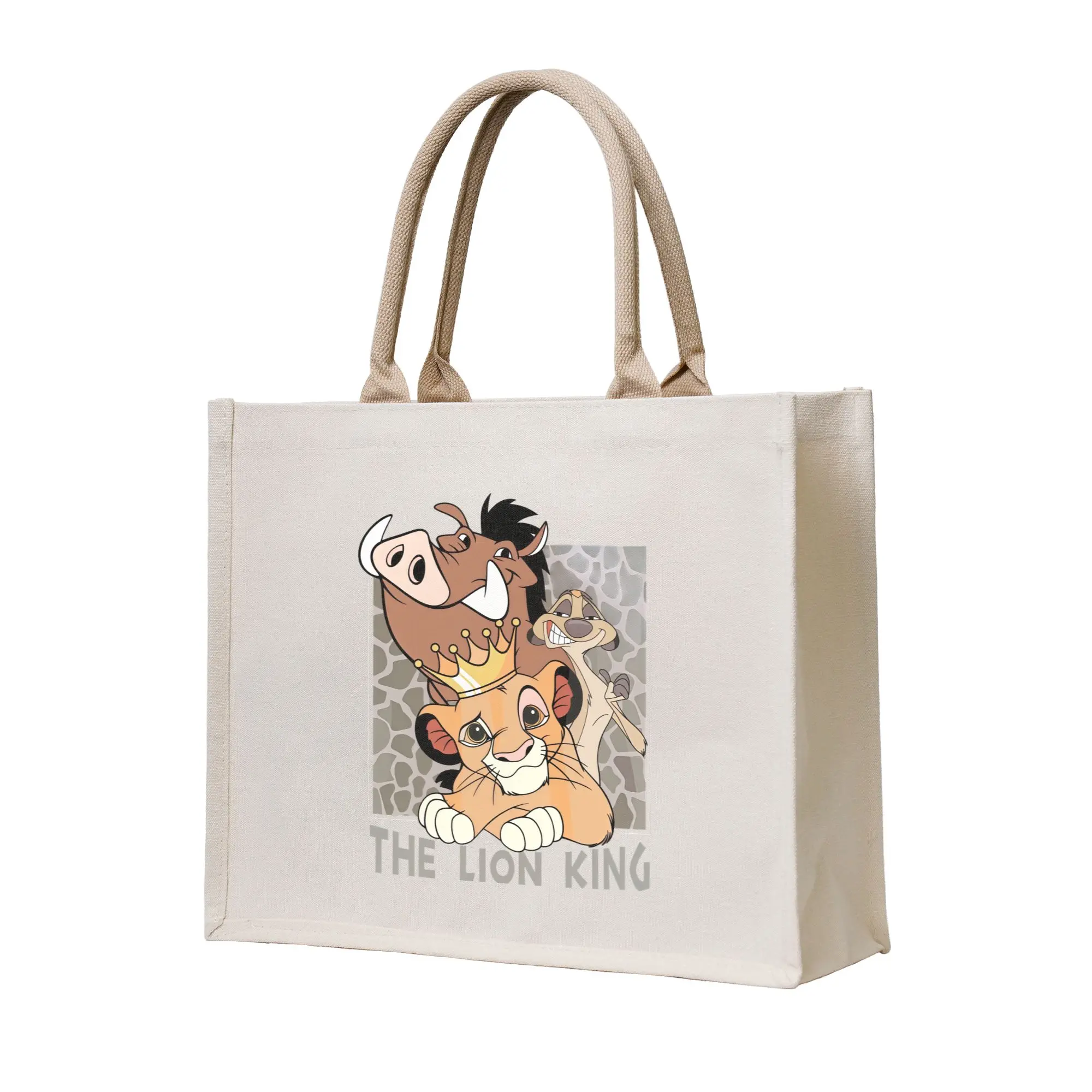 

Сумка для покупок L-Lion K-King Simba And Timon, сумка-шоппер на плечо, большая вместительная портативная сумка с рисунком аниме, сумка-тоут