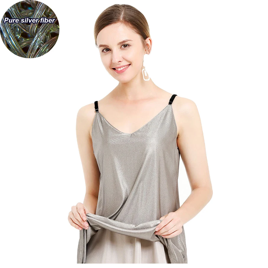 

100% Silver Fiber Conductive Slip Dress EMF/EMI/RF Blocking Faraday Fabric Anti-radiation Stretchy Maternity Clothes