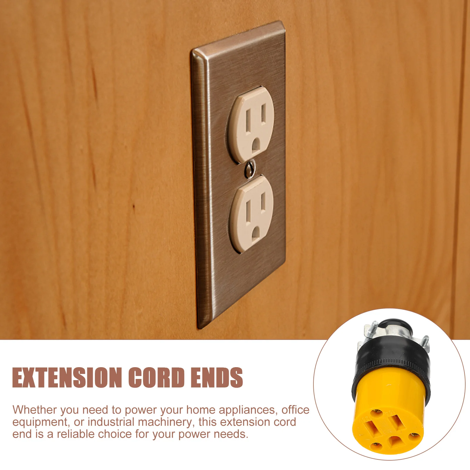 

2pcs American Style Socket Outlet: 3-Prong Grounding Plug Replacement 15A Electrical Cord Connector For Extension Cords Repair