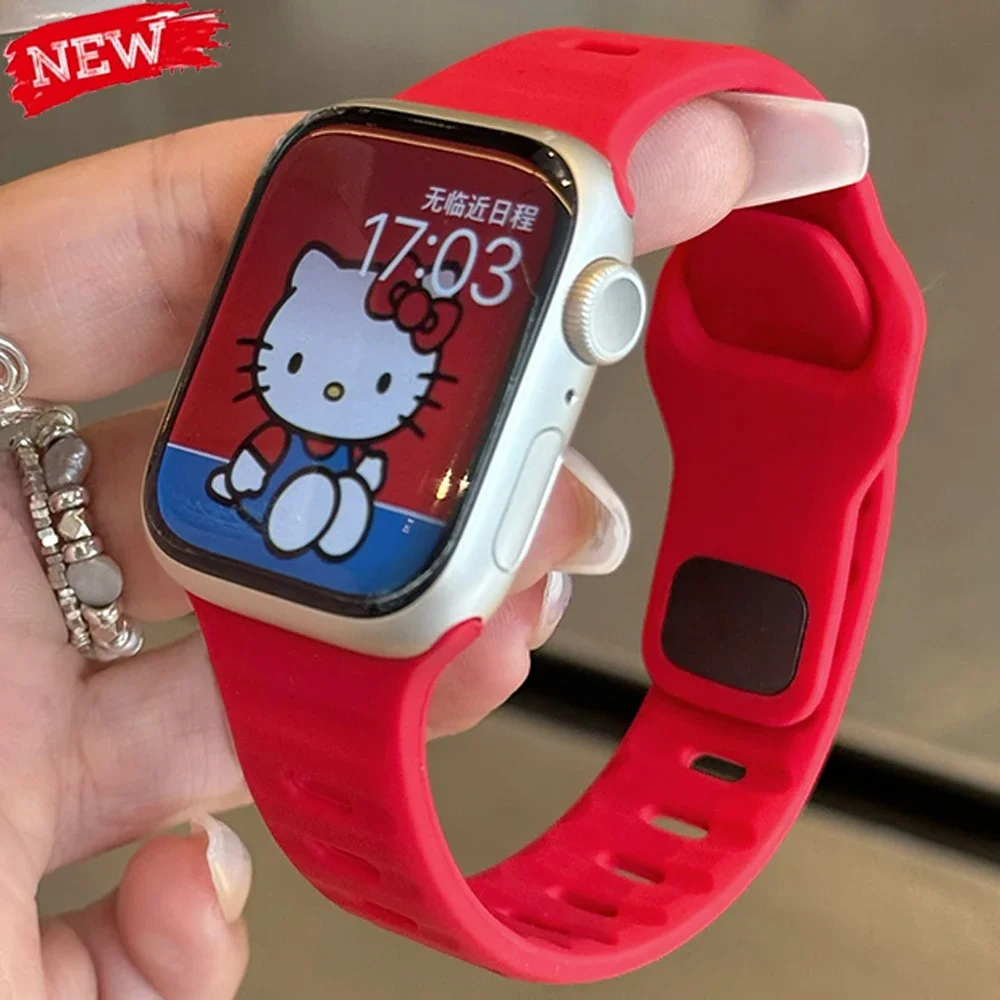 

Pop Silicone Sport Strap For Apple Watch Band 49mm 46mm 45mm 44mm 42mm 40mm 41mm Correa Bracelet Iwatch Series 10 9 8 7 6 5 Se U