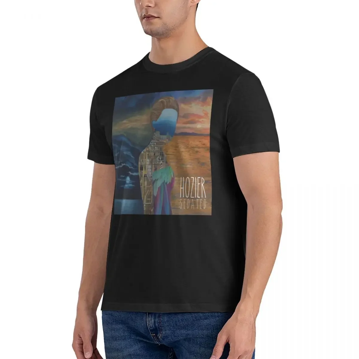 Men's Sedated Music T Shirt H-Hozier Singer Pure Cotton Clothes Fun Short Sleeve Round Neck Tees New Arrival T-Shirt