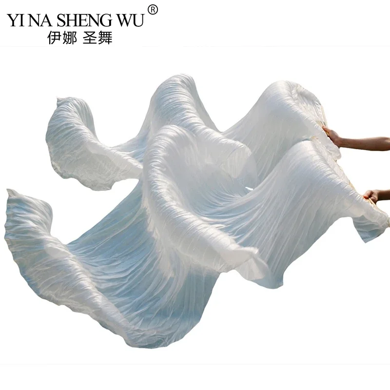 Seda Real Seda Natural Alta Calidad L abanicos de danza del vientre teñidos a mano Costillas de bambú abanicos de danza del vientre de seda 1 par de abanicos 180x90cm