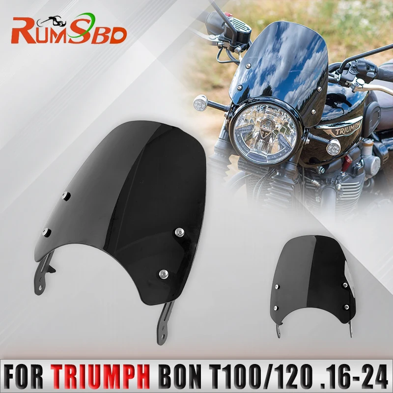 

Motorcycle Windscreen Windshield Wind Air Flow Deflector For Triumph Bonneville T100 T120 2016-2019 2020 2021 2022 2023 2024