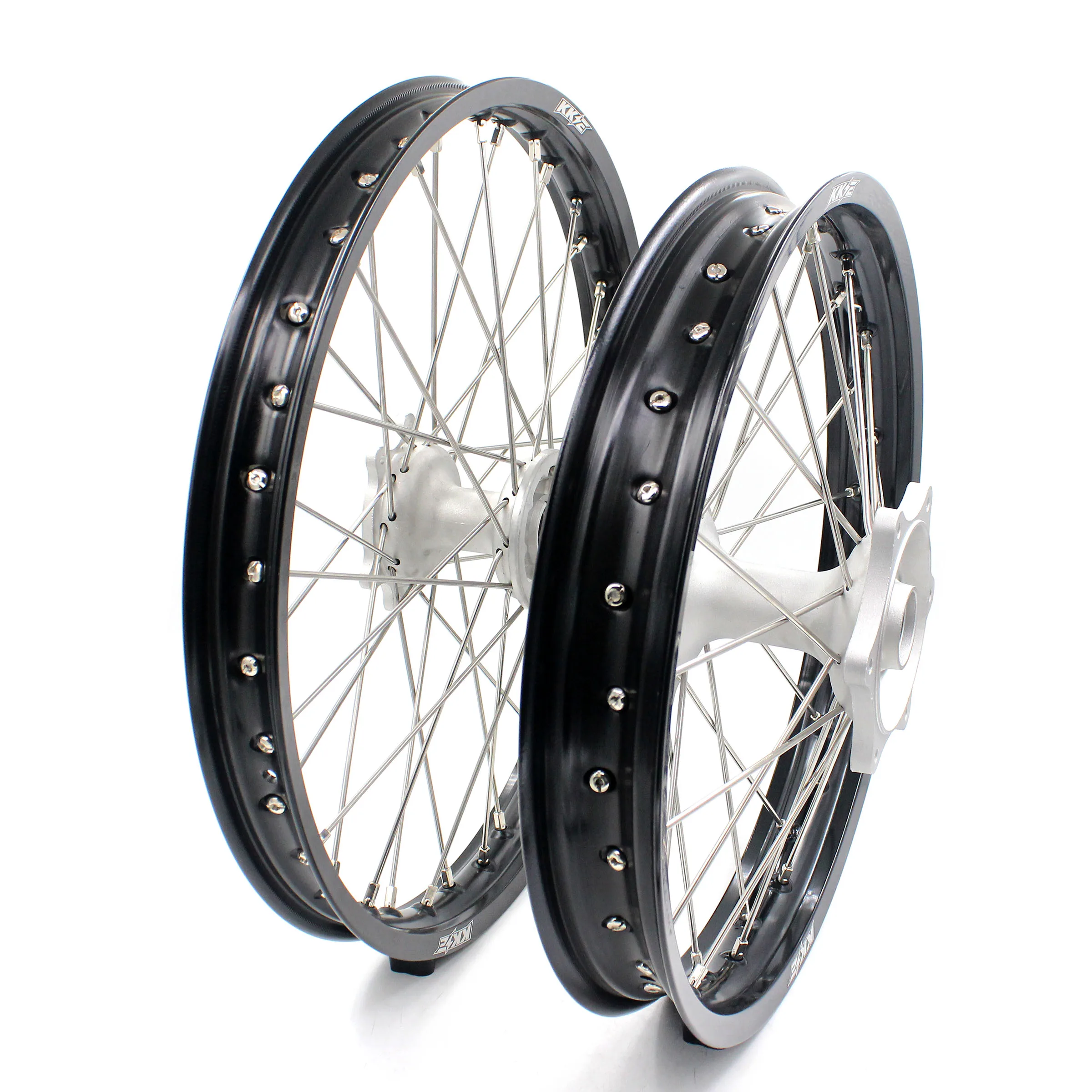

【2025】 21/19 Casting Motocross Wheels Rims Set Fit For Honda CRF250R 2004-2013 CRF450R 2002-2012 Silver Hub Black Rim