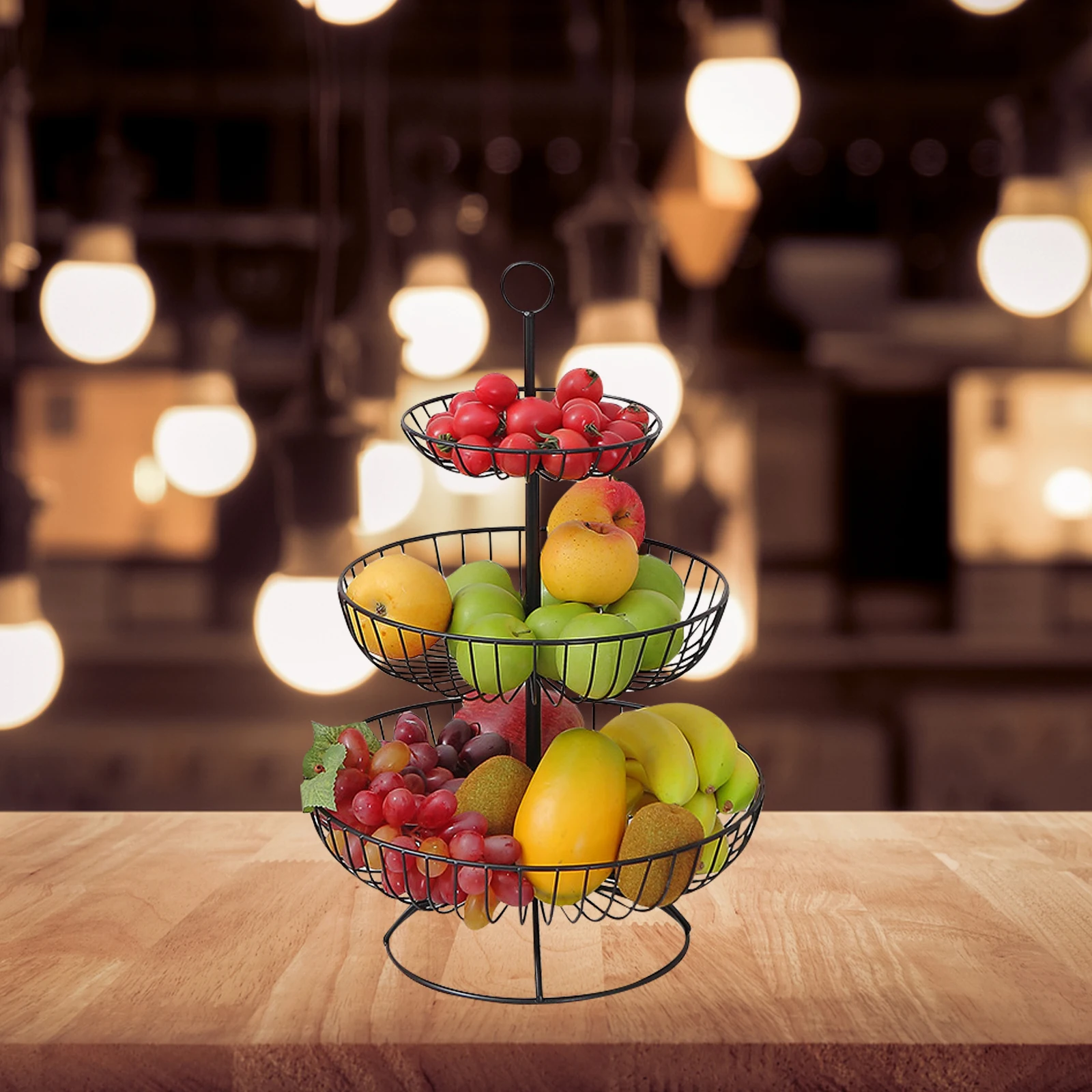 

Metal Fruit Basket 3 Tier Heart Shaped Iron Stand for Kitchen Fruits Vegetables Snacks Storage Wire Mesh Keeps Fresh Practical