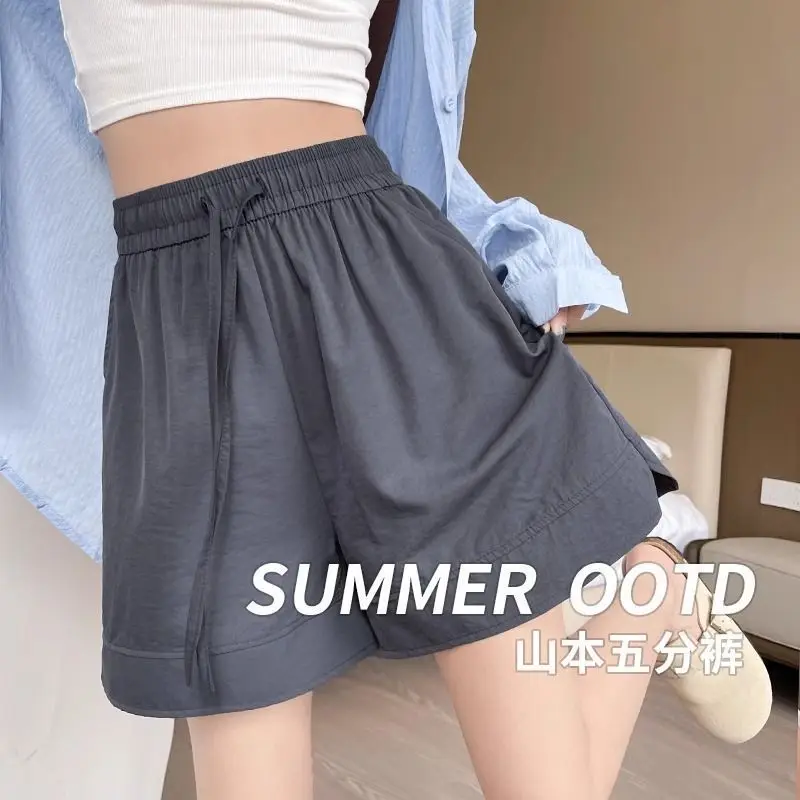 반바지 여성용 미니멀리스트 심플 일상 스트라이프 린넨 혼방 부드럽고 편안한 하이웨이스트 가벼운 캐주얼 릴렉스 핏