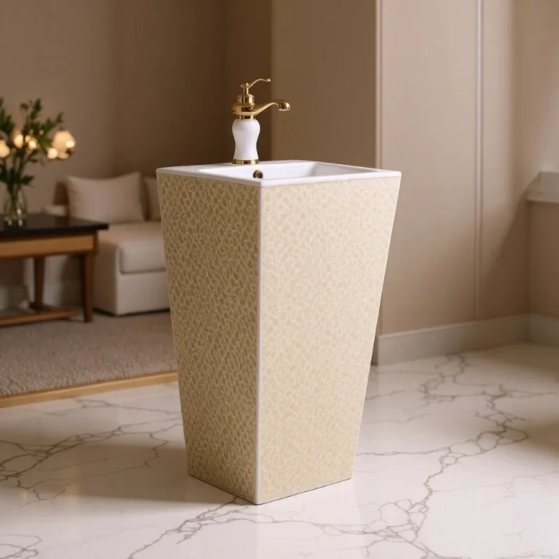

Golden column foreign trade middle east Saudi gold color toilet set hand washing column basin
