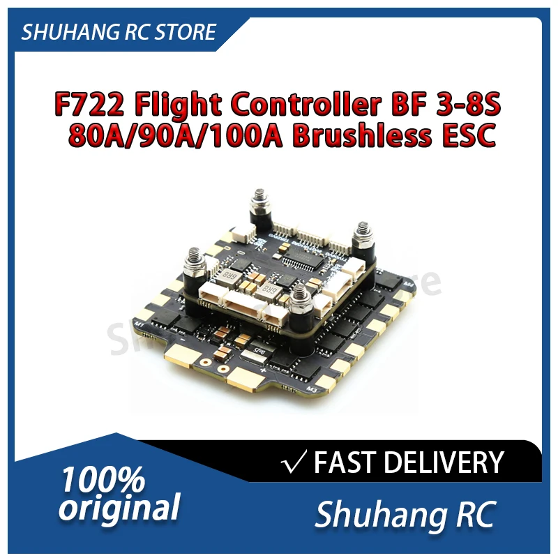 

Контроллер полета Shuhang RC F722 BF 80A 90A 100A Бесщеточный ESC 3-8S LiPo Легкий вход мощности для FPV Гоночный дрон для фристайла