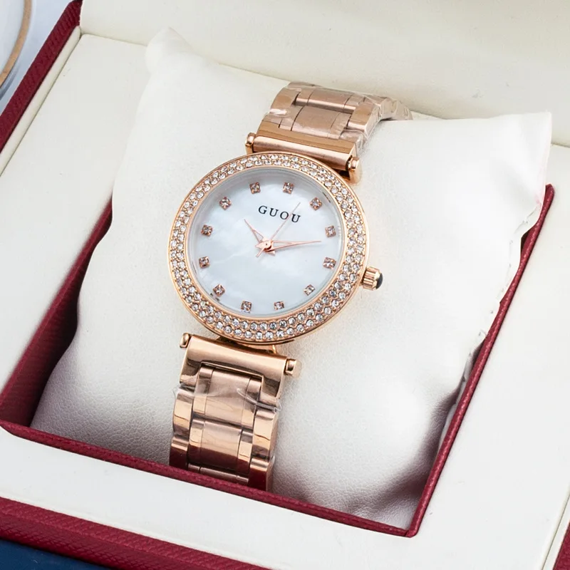 Relógio de moda feminina, design elegante e minimalista, com strass, novo modelo para 2026, relógio selecionado de alta qualidade.