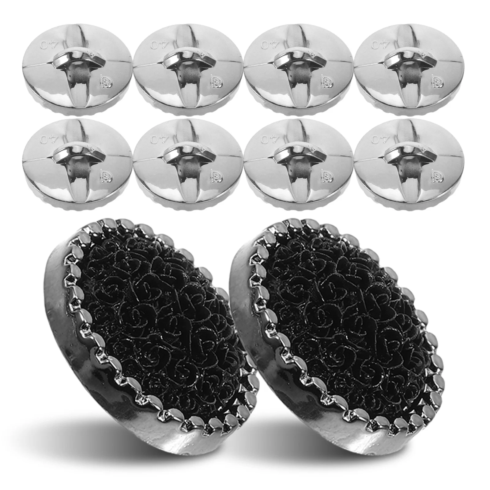 

10Pcs Vintage Rose Round Buttons Elegant Durable for Trench Coats Jackets Sweaters DIY Sewing Craft Buttons Black