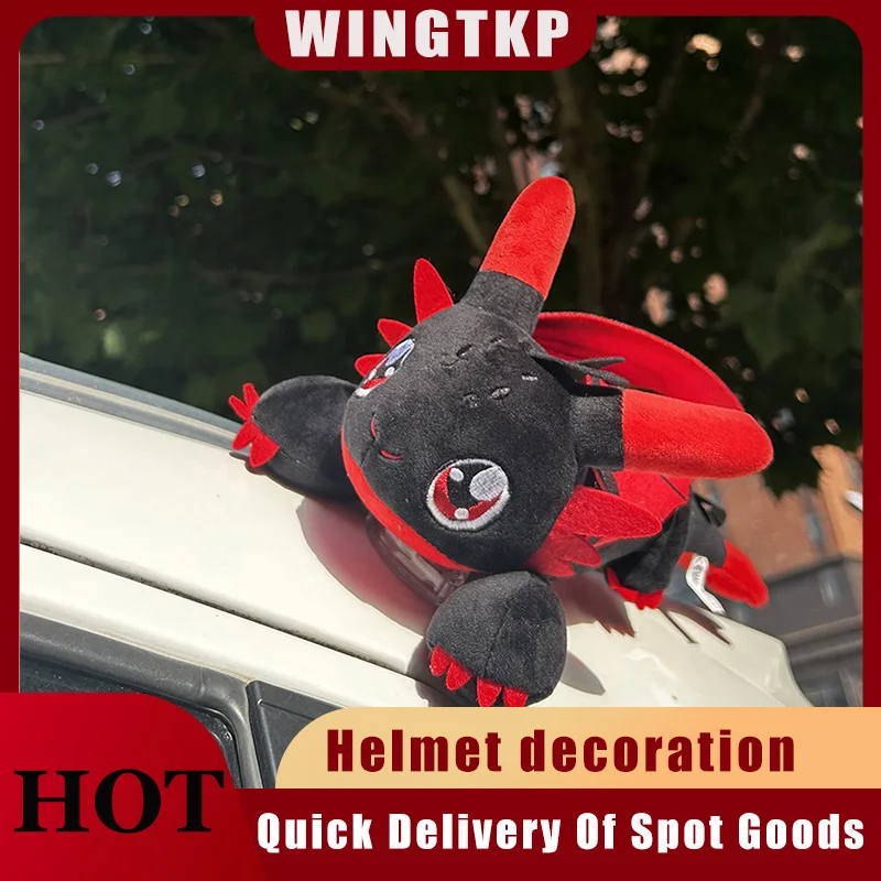 35CM Cartoon Teeth Wing Flying Dragon Accessories Plush Toy Car Decorate Cute Motorcycle Helmet Ornaments Cool Red Dragon