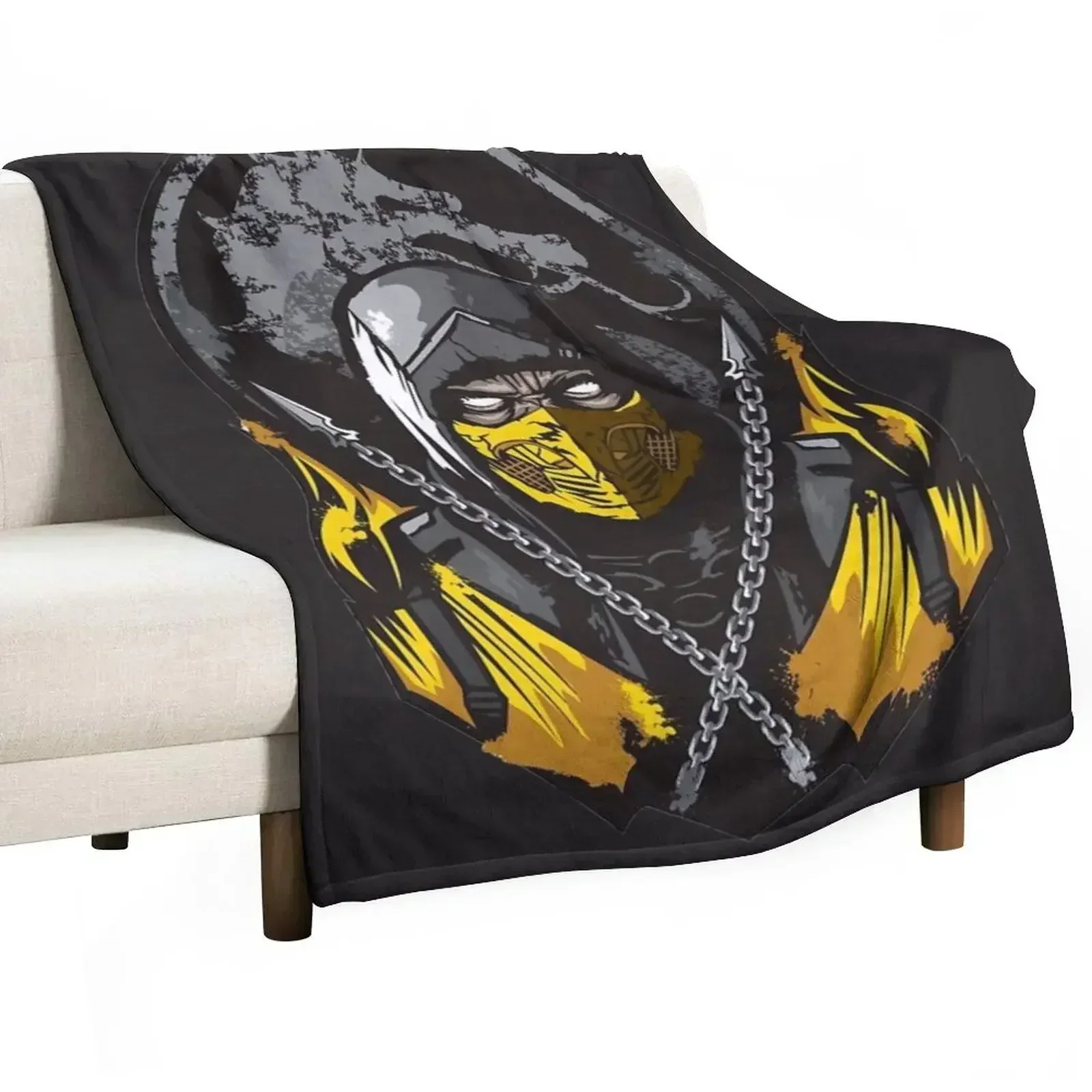 Mortal Kombat Scorpion White Eyes Throw Blanket Cute Blankets For Bed for babies christmas gifts wednesday Quilt Blankets