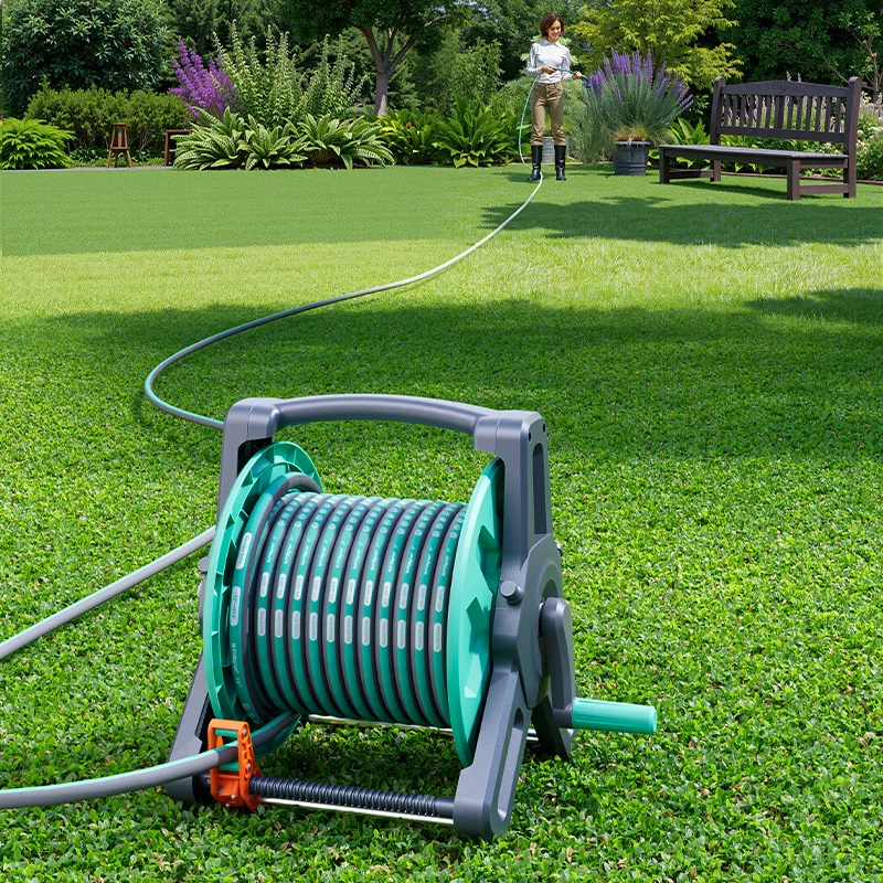 New Upgrade Guide Rail PP  Hose Reel With Portable Handle Garden Easy to Retractable Car Pet Washing Water Hose Reel