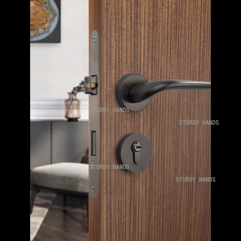

1 set of zinc alloy indoor silent door lock modern simple gold brushed bedroom with key split handle lock