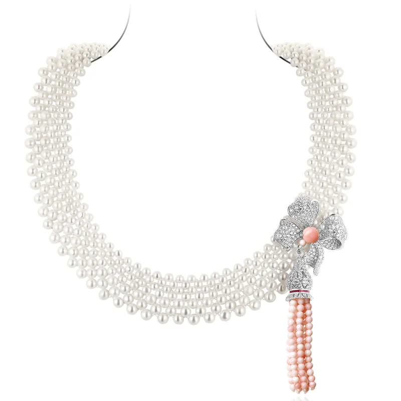 

BELLUX Design Luxury Natural Pearl Pink Queen Shell Conch Pearl Sweet Necklace 925 Silver Gold Plated
