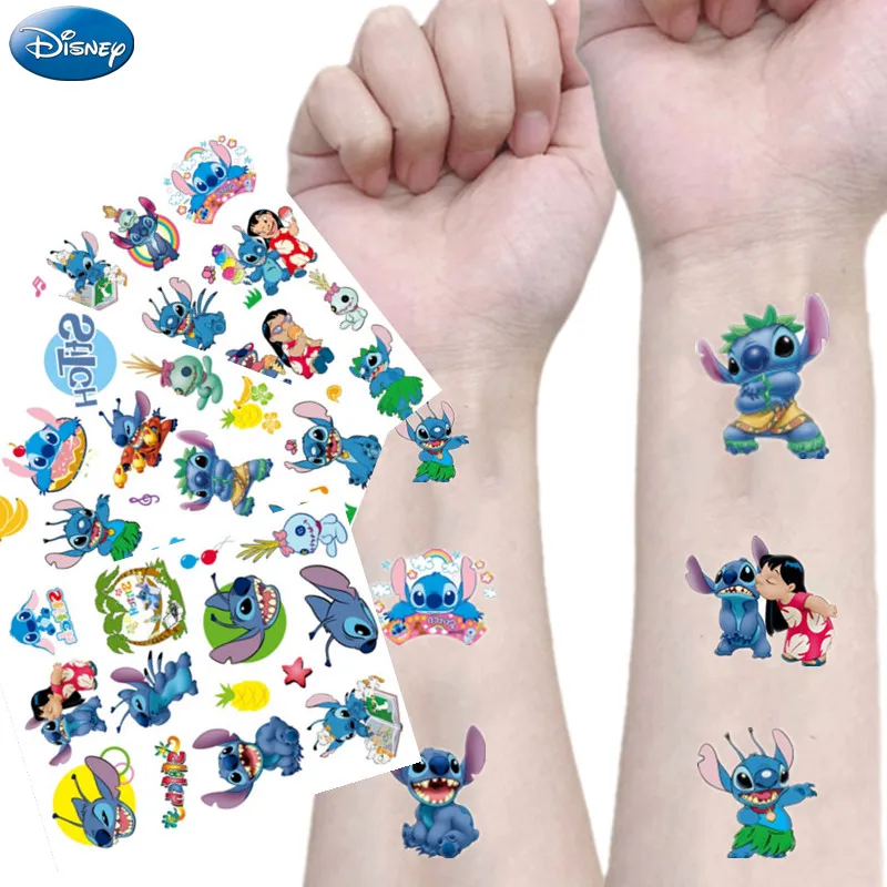 Disney Anime Stitch Tattoo Sticker Anime Figure Stitch Waterproof Kawaii Cartoon Originales Sticker Kids Girls Birthday Toy Gift