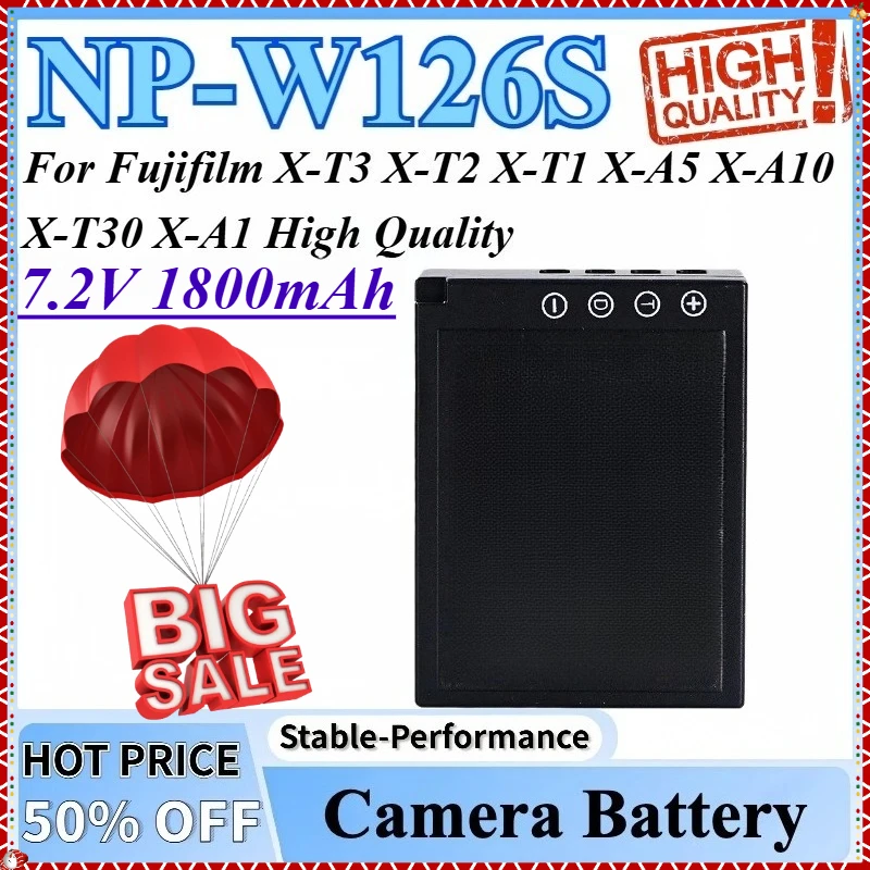 

7.2V 1800mAh NP-W126S Lithium Battery Compatible For Fujifilm X-T3 X-T1 X-T2 X-A10 X-A5 X-A1 X-T30 High Quality