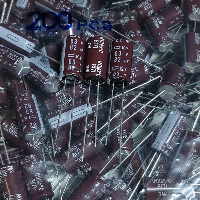 KY Aluminum Electrolytic Capacitors, 63V 82UF 8x15mm, High Frequency Low Impedance Radial Capacitors for Circuit Power Filter