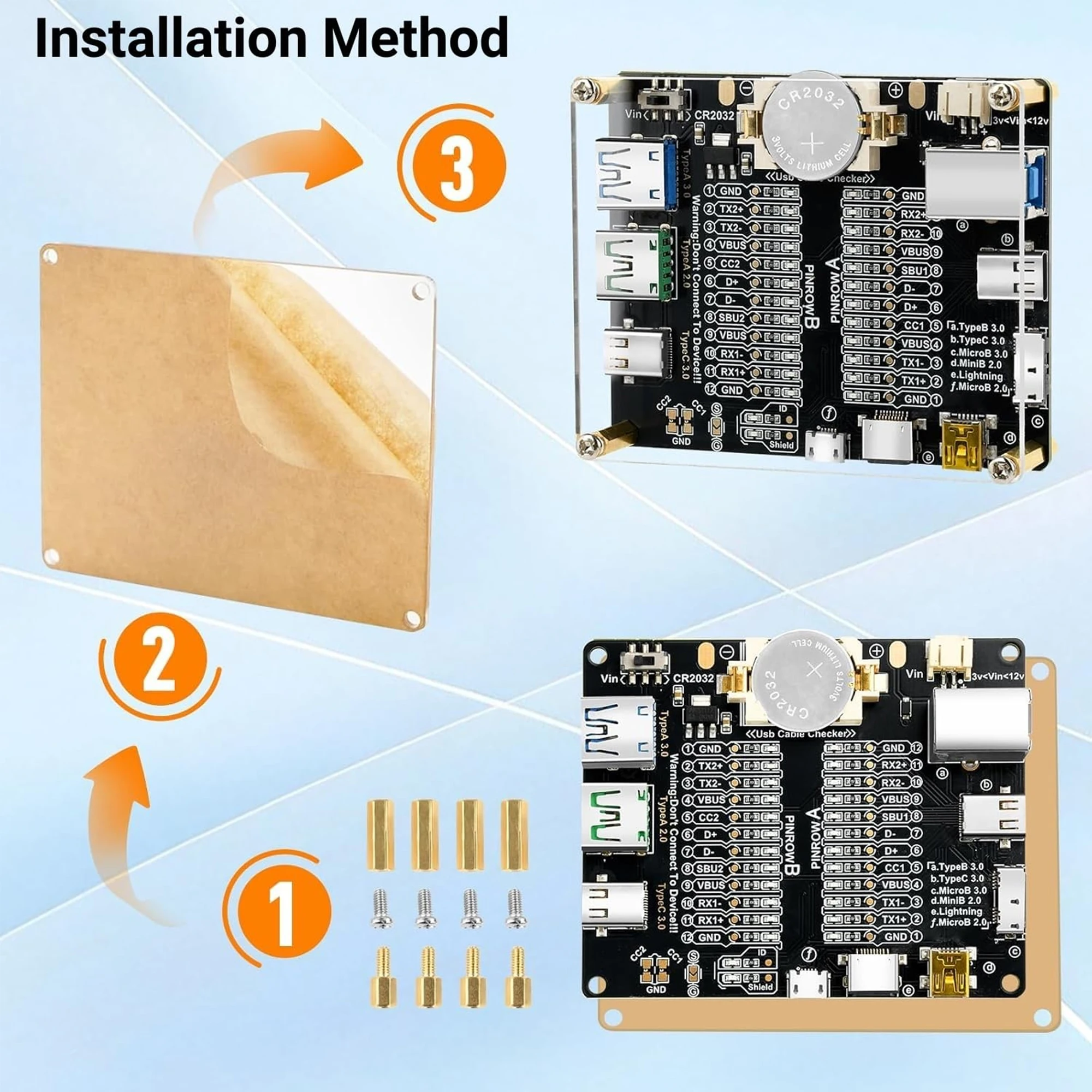 Papan Deteksi Kabel Data DC3-12V Tipe-C USB Micro A B Penguji Kabel Sirkuit Pendek Sakelar On-Off Untuk Papan Uji iOS Android
