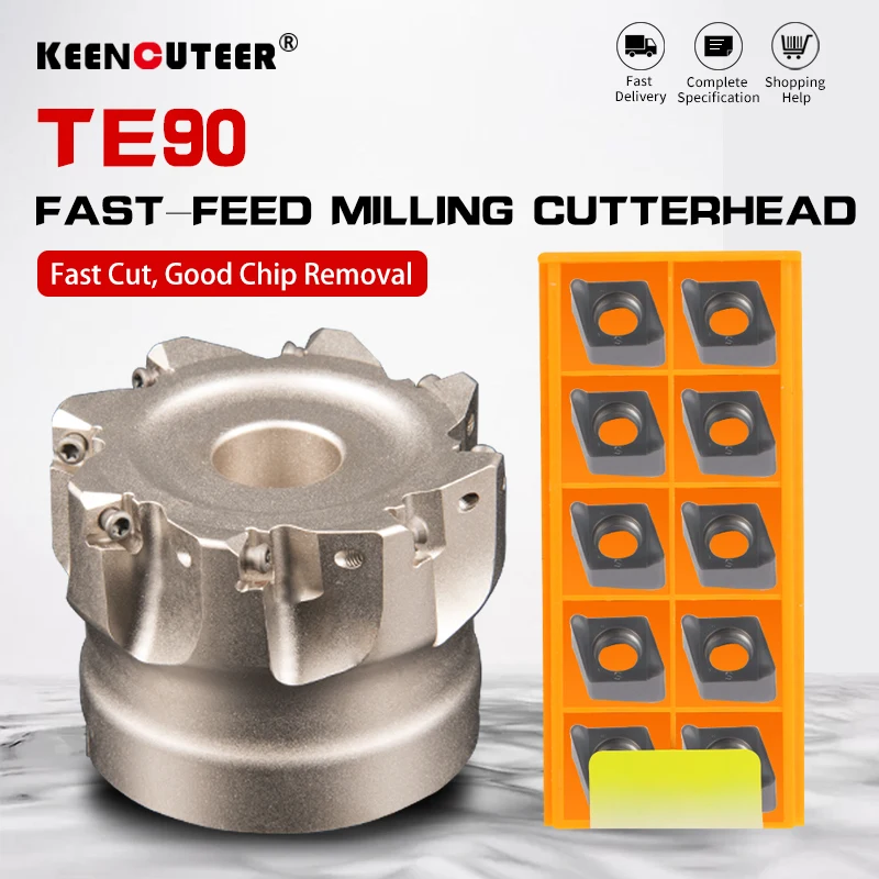 

TE90-40-16-6T TE90-63-22-8T Двусторонняя высокоэффективная фреза с открытым грубом и квадратным плечом, лезвие 4NKT