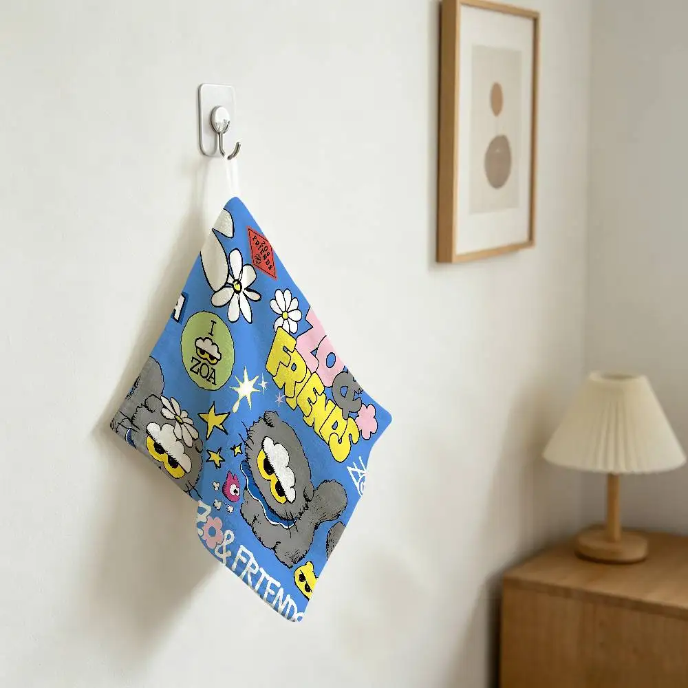 Cute Z-ZO Friends Polyester Cotton Hanging Hand Towel, Super Absorbent Hand Wiping Towel For Daily Household Use