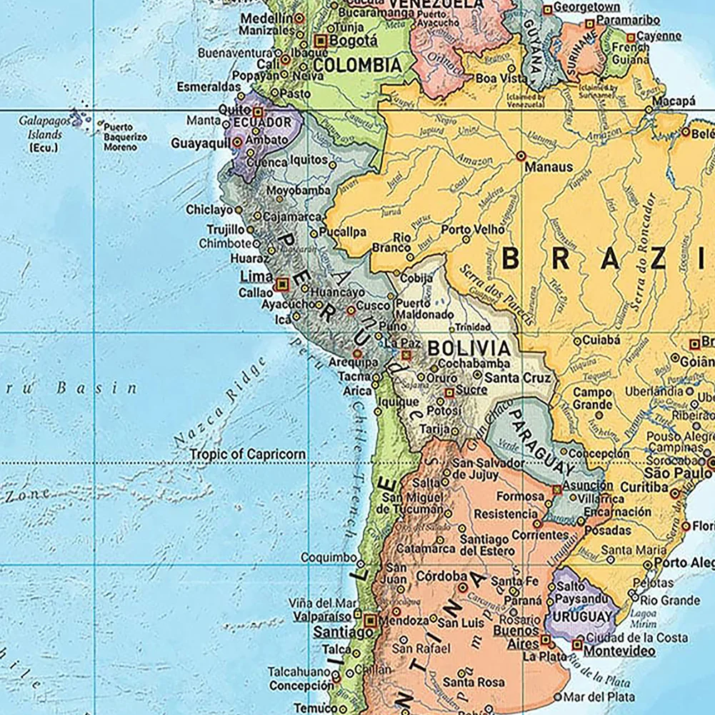 50x32 дюйма ретро карта мира на английском языке полиэфирная ткань печать плакатов живопись образование стены украшение дома без рамки