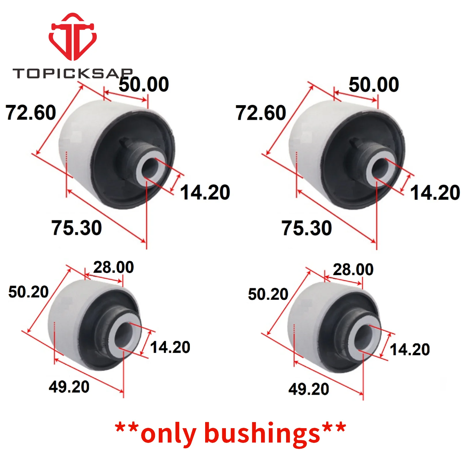 TOPICKSAP 4pcs Front Control Arm Bushing Sets for Nissan Altima 2007 - 2013 Maxima 2009 - 2015 Murano 2009 - 2012 1203767