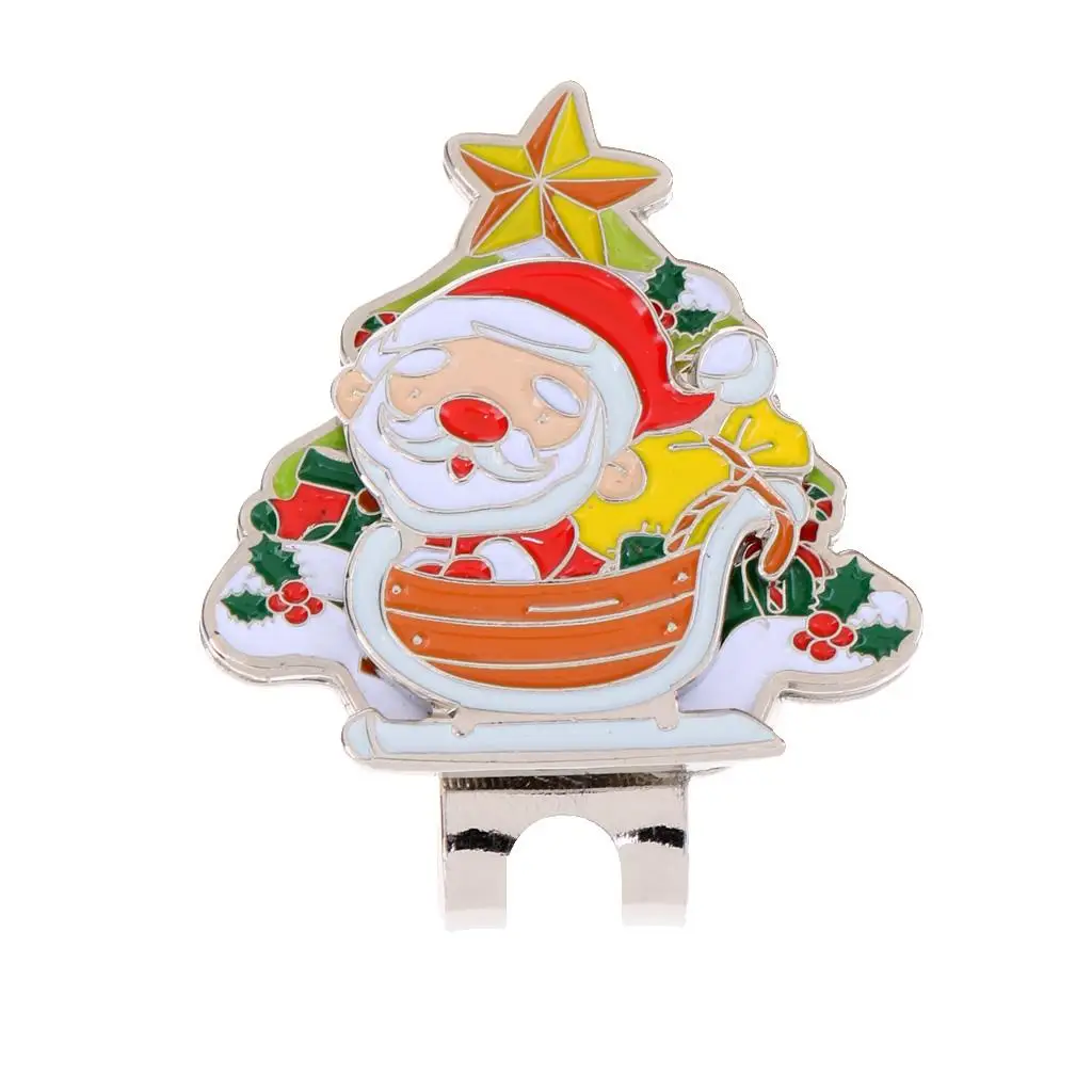 Quality Alloy Santa Claus Pattern Magnetic Hat Clip Golf Ball Marker Fit for Cap Visor Golfer Gift