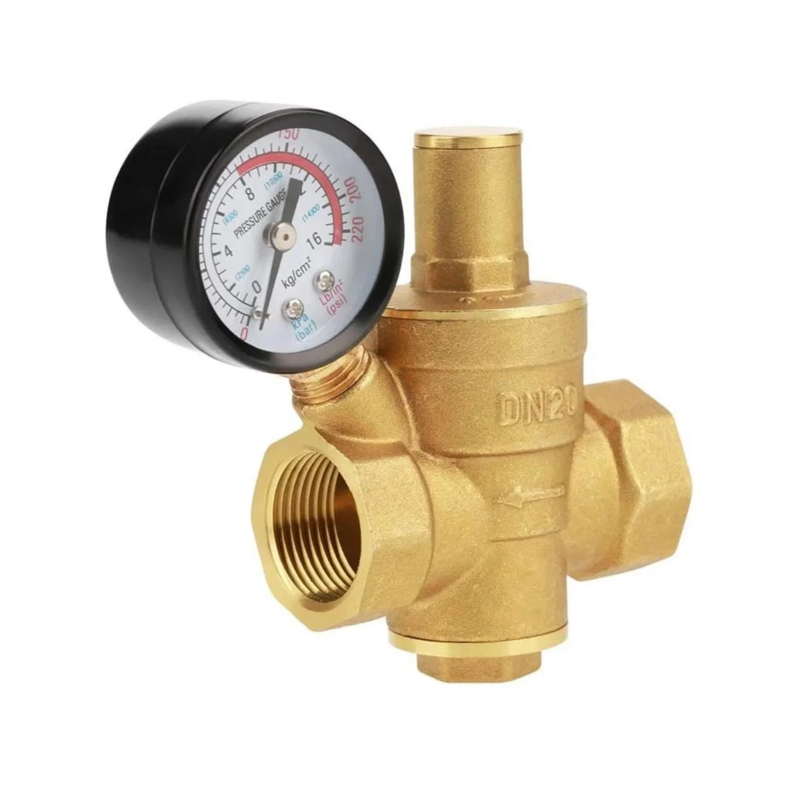 1Pc DN20 Brass Water Pressure Reducing Maintaining Valve 3/4-inch Adjustable Relief Valve With Gauge Meter