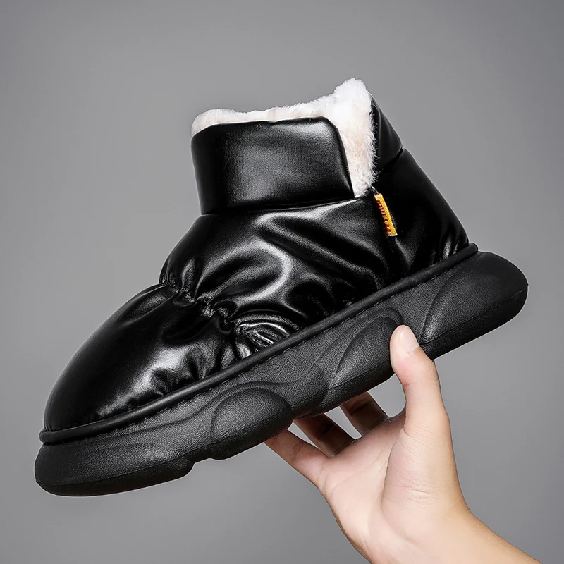 

Коричневые зимние ботинки, уличные теплые плюшевые зимние ботинки, мужские ботильоны на меху, хлопковая обувь без шнуровки, botas masculino