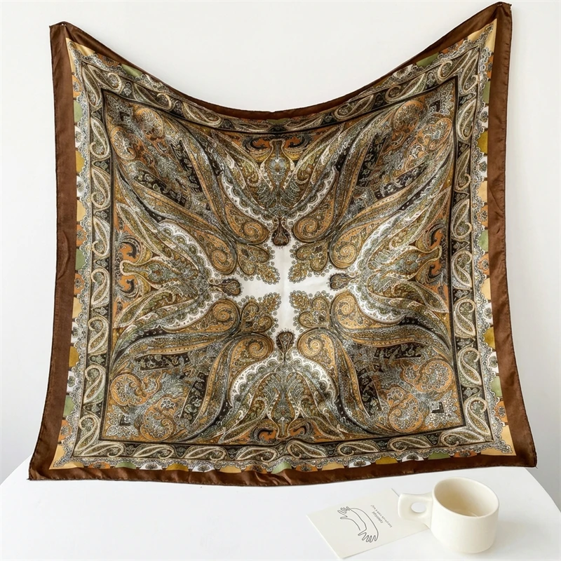 Women Spring Summer Square Scarf 90*90cm Satin Silk Scarves Headscarf Female Foulard Beach Bandana Ladies Neckerchief Hair band view 5
