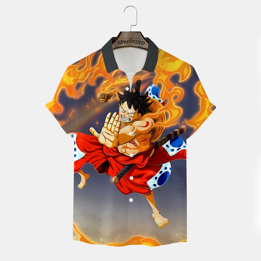 One Piece Anime Men's Shirt Streetwear Monkey D Luffy Roronoa Zoro  Clothing Tops 2024 Harajuku Style Shirts Summer Trend