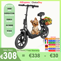 AOVOPRO EB1/EB1 PLUS 500W Electric Scooter 54.6V10.4Ah/22.5Ah Large Capacity Battery 45/100KM Long Range 35km/h 14Inch EScooter